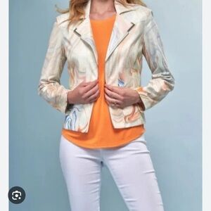 Lena Gabrielle  Faux Vegan Metallic Leather Moto Jacket in Liquid platinum